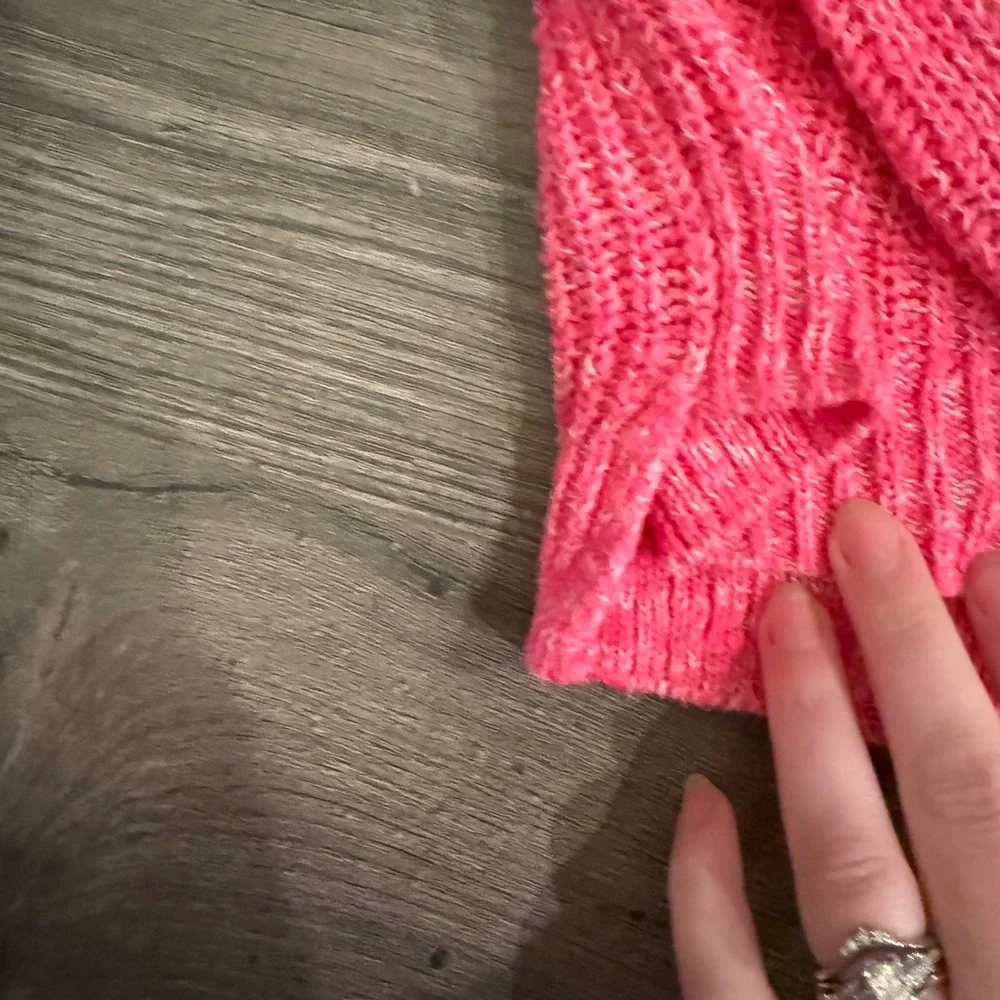 Hollister Hot Pink V-Neck Marled Knit Sweater Womens‎ Size M/L Pullover